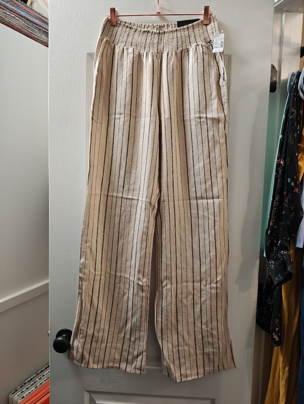 Maurices Beige Wide-Leg Pinstripe Chinos